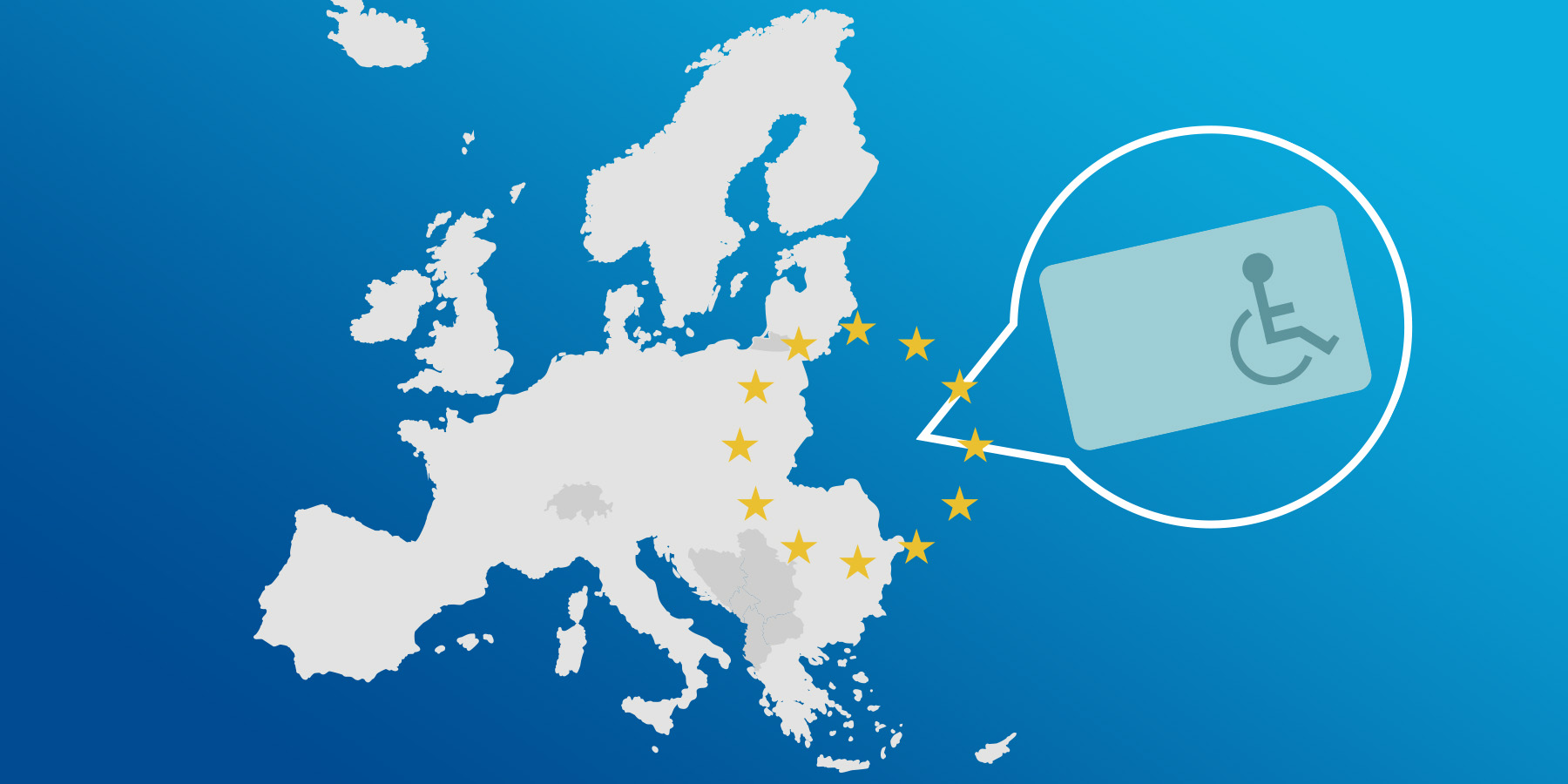 Illustration de la volonté de l'Union européenne d'avoir une carte européenne du handicap commune à tous les États membres