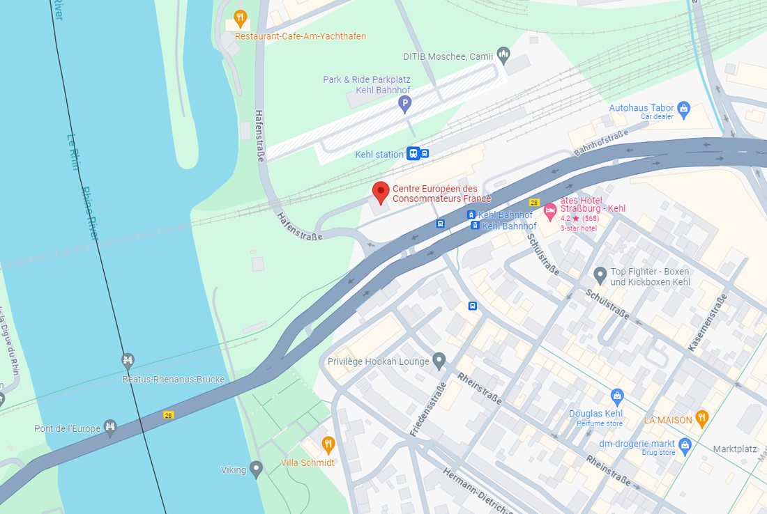 Carte Google Maps pour localiser le Centre Européen des Consommateurs France