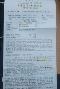 reçu de non-paiement italien