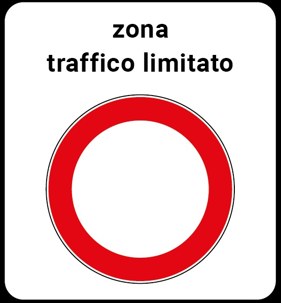 Verkehrsschild, das eine ZTL-Zone in Italien ankündigt